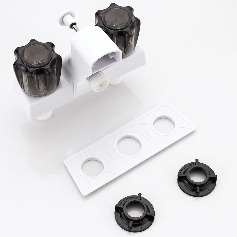 LavishStream RV Shower Faucet, 4" RV Camper Shower Faucet Valve Diverter Replacement with Dual Smoked Acrylic Knobs for Outside and Inside Bathroom (White+Smoke Gray) - Image 4